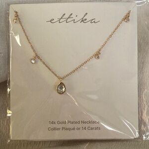 Ettika 14k Gold Plated Necklace with Teardrop Crystal’s